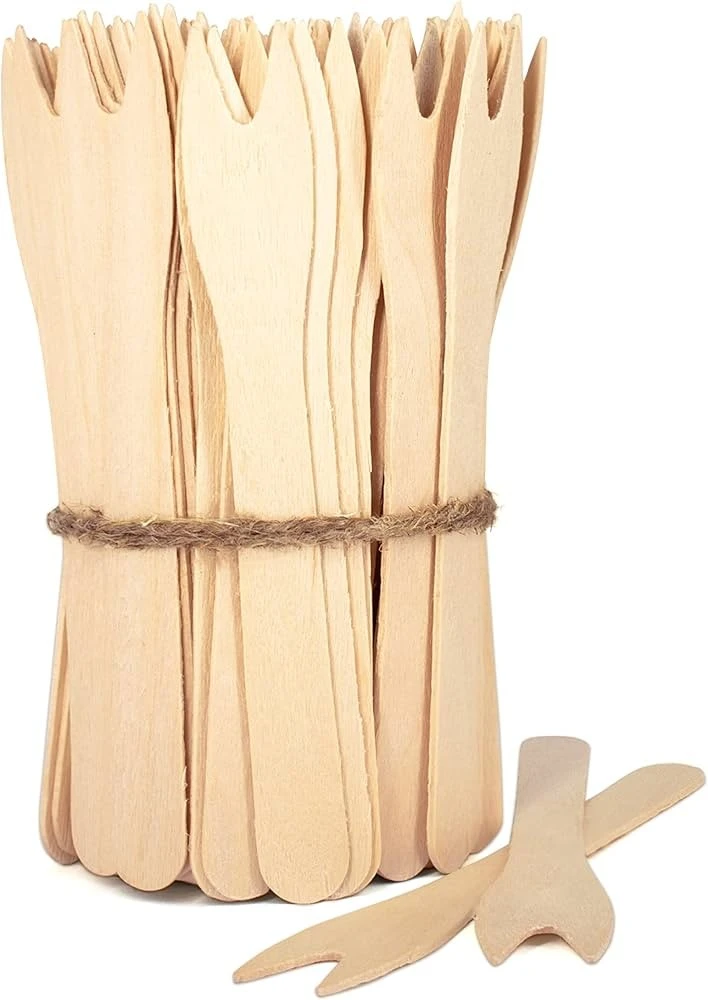 wooden fork with logo
